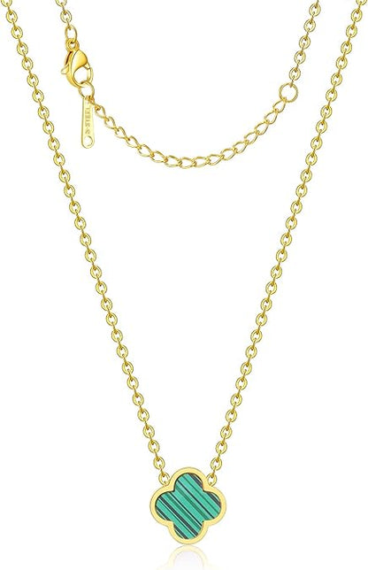 925 Sterling Silver chain 18K Gold Plated Clover Necklace for Women Four Leaf Clover Necklace Flower Lucky Pendant Dainty Jewelry Gifts XL-054