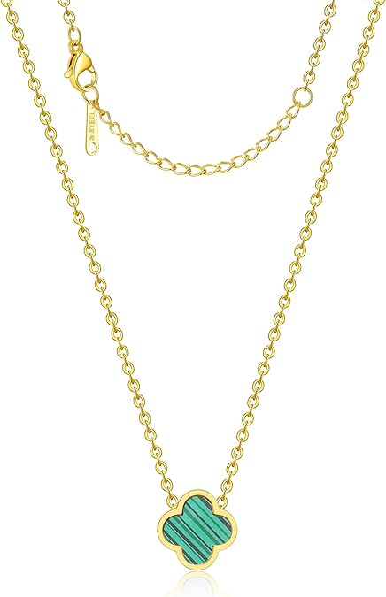 925 Sterling Silver chain 18K Gold Plated Clover Necklace for Women Four Leaf Clover Necklace Flower Lucky Pendant Dainty Jewelry Gifts XL-054