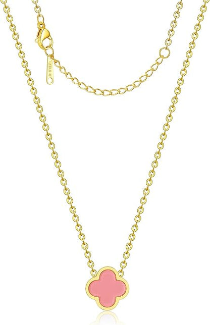 925 Sterling Silver chain 18K Gold Plated Clover Necklace for Women Four Leaf Clover Necklace Flower Lucky Pendant Dainty Jewelry Gifts XL-054