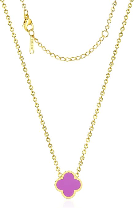 925 Sterling Silver chain 18K Gold Plated Clover Necklace for Women Four Leaf Clover Necklace Flower Lucky Pendant Dainty Jewelry Gifts XL-054