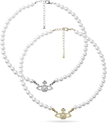 925 Sterling Silver chain  Artificial Pearl Necklace, Pearl Choker Necklace Charm Lady Girlfriend Wedding Birthday Anniversary XL-055
