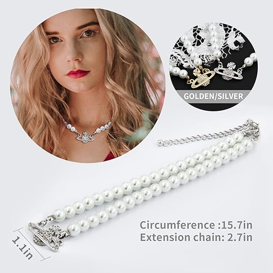 925 Sterling Silver chain  Artificial Pearl Necklace, Pearl Choker Necklace Charm Lady Girlfriend Wedding Birthday Anniversary XL-055