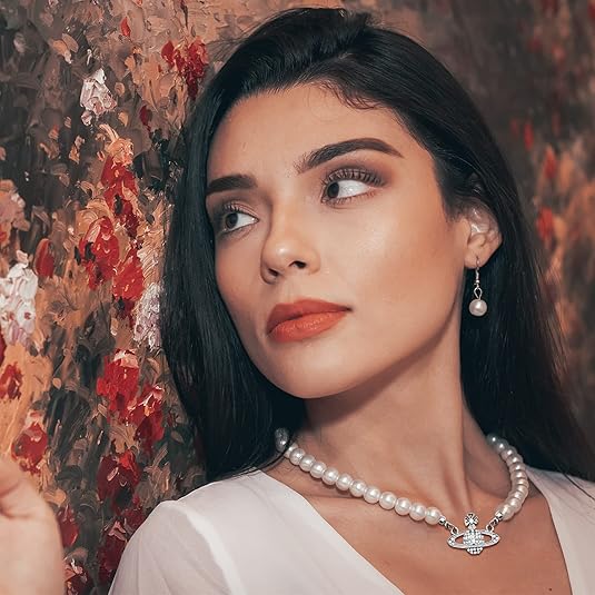 925 Sterling Silver chain  Artificial Pearl Necklace, Pearl Choker Necklace Charm Lady Girlfriend Wedding Birthday Anniversary XL-055