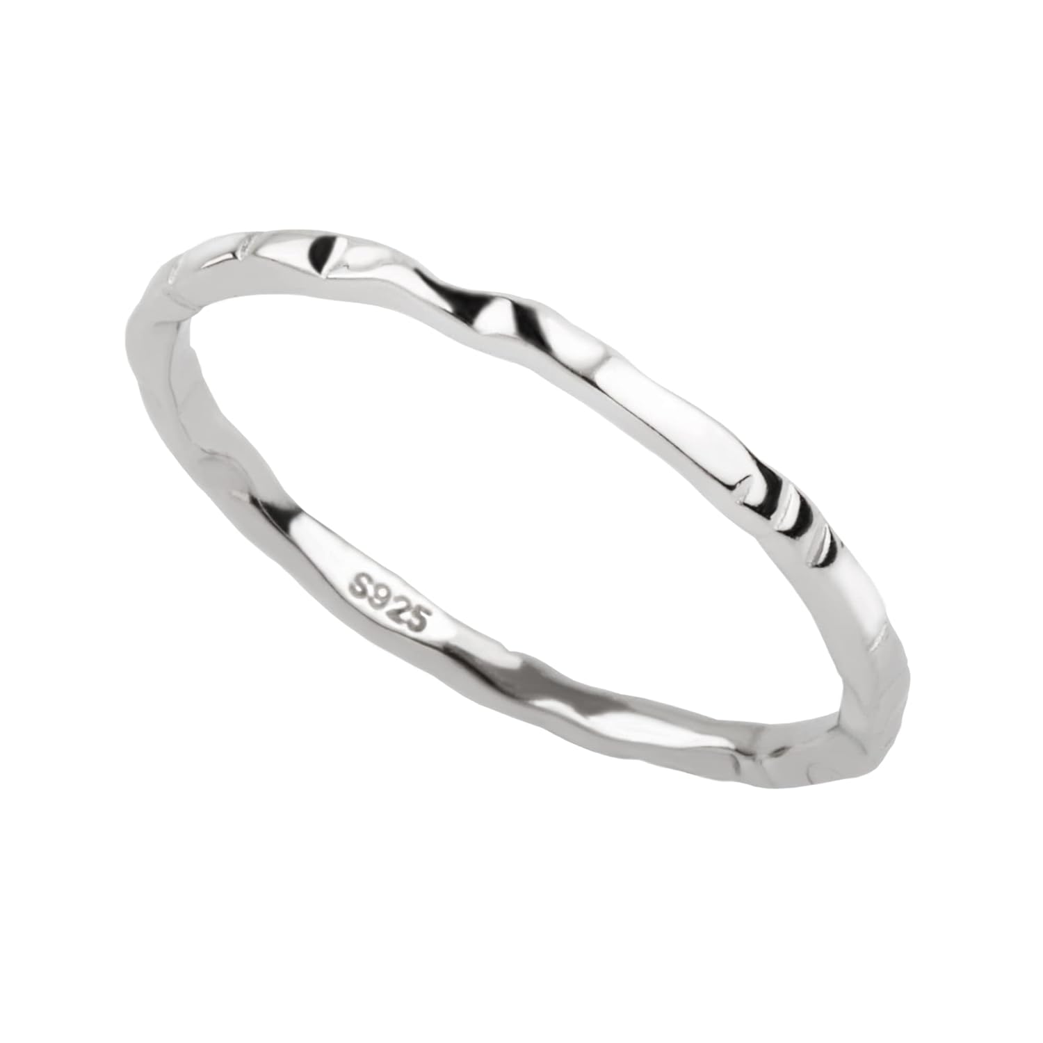 925 Sterling Silver Minimalist Hammered Textured Thin Knuckle Midi Stacking Rings JZ-051