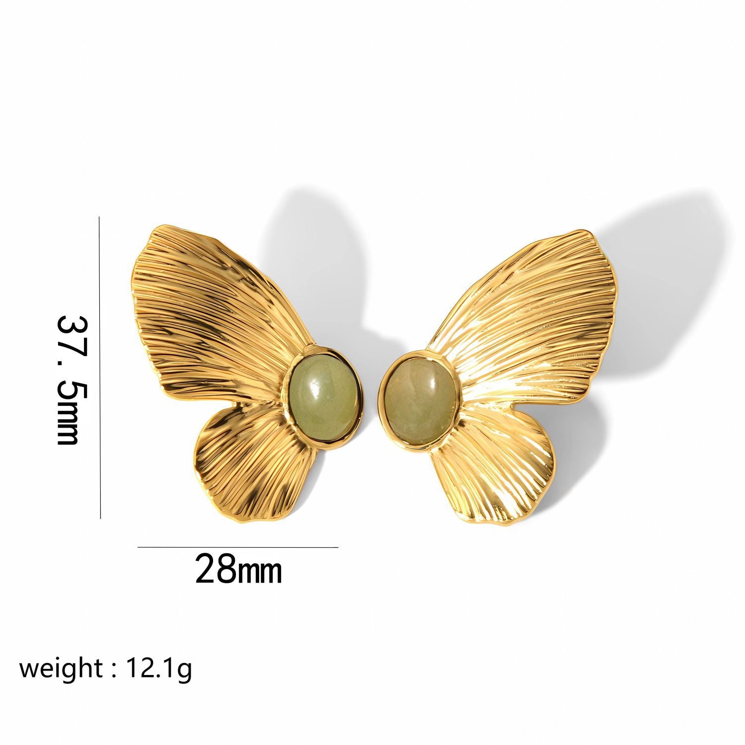 Butterfly Stud Earrings Gemstone Center Gold Plated Statement Jewelry Vintage Style Elegant Design Artistic Accessories Fashion Earrings Unique Jewelry EH-053