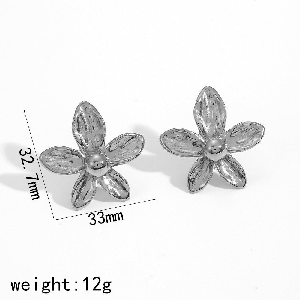 Flower Stud Earrings Five Petals Statement Jewelry Elegant Design Vintage Style Artistic Accessories Unique Earrings Fashion Jewelry Bold Style EH-054