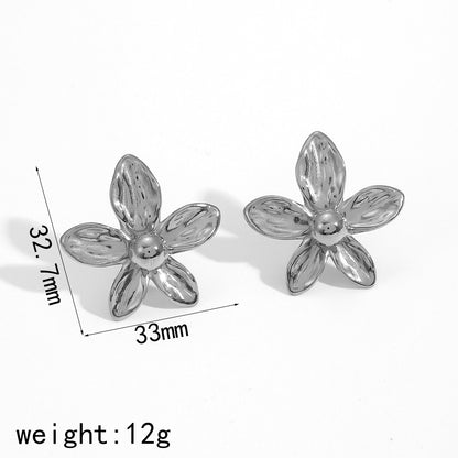 Flower Stud Earrings Five Petals Statement Jewelry Elegant Design Vintage Style Artistic Accessories Unique Earrings Fashion Jewelry Bold Style EH-054