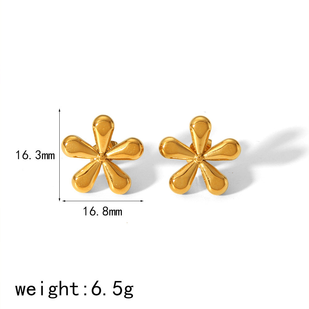 Elegant gold flower studs with exquisite craftsmanship, lightweight and versatile RH-056