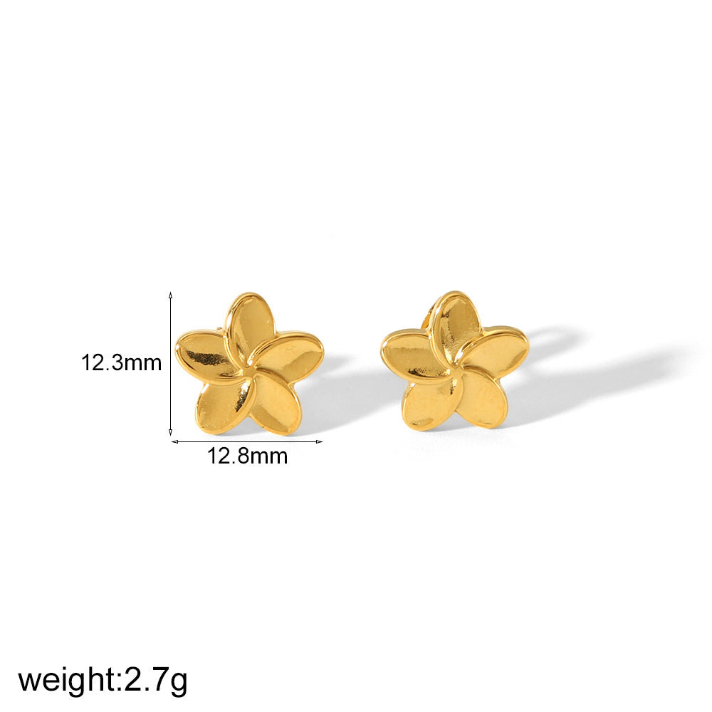 Elegant gold flower studs with exquisite craftsmanship, lightweight and versatile RH-056