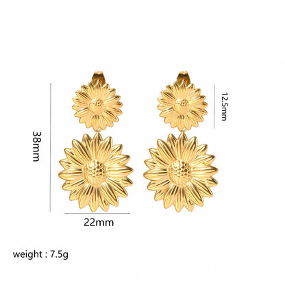 Double - layer Flower Earrings, High - Quality Metal, Lightweight & Comfortable, Exquisite Craftsmanship, Versatile Style, Meticulous Details, Multi - scene Adaptation, Gold, Silver, Ideal Gift RH-057