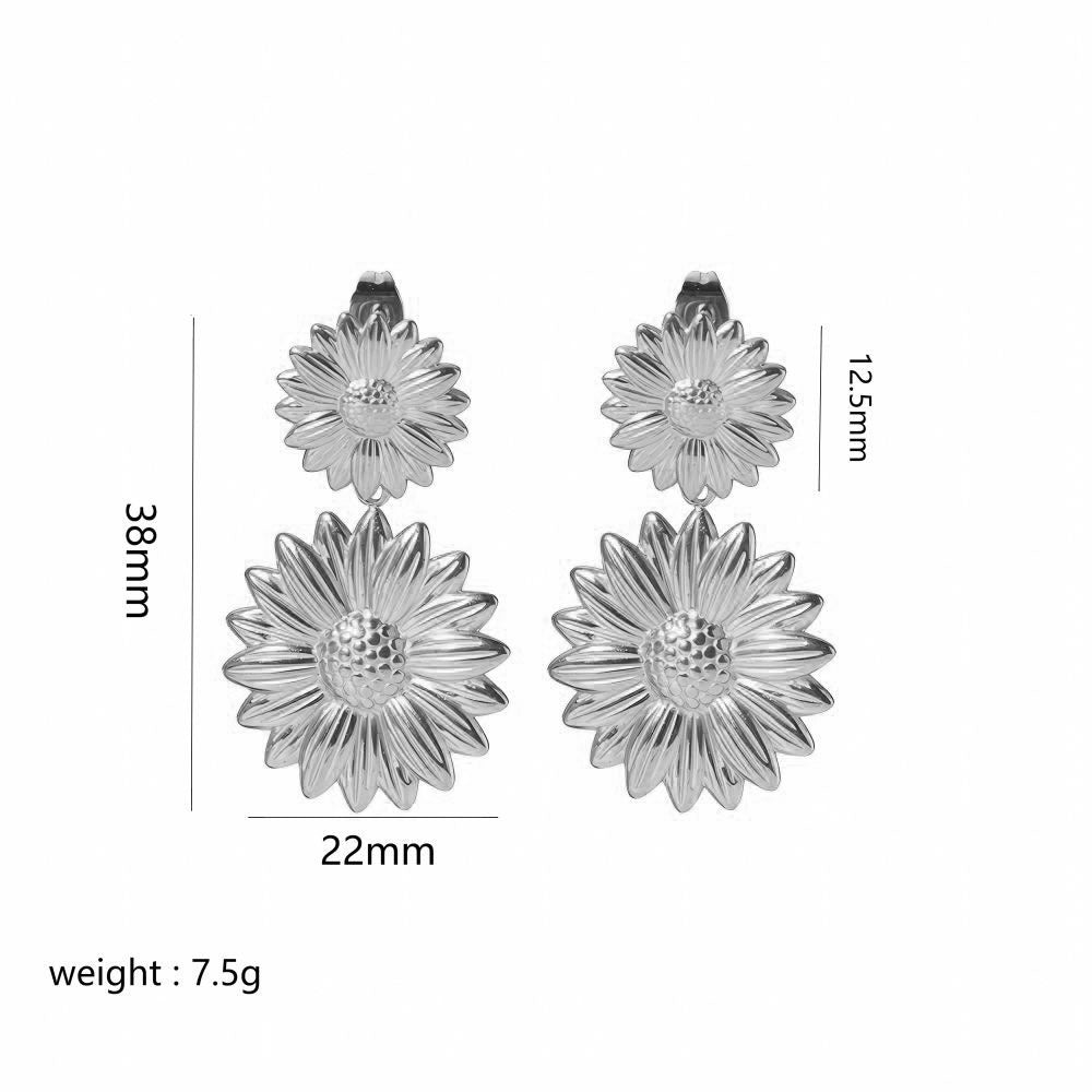 Double - layer Flower Earrings, High - Quality Metal, Lightweight & Comfortable, Exquisite Craftsmanship, Versatile Style, Meticulous Details, Multi - scene Adaptation, Gold, Silver, Ideal Gift RH-057