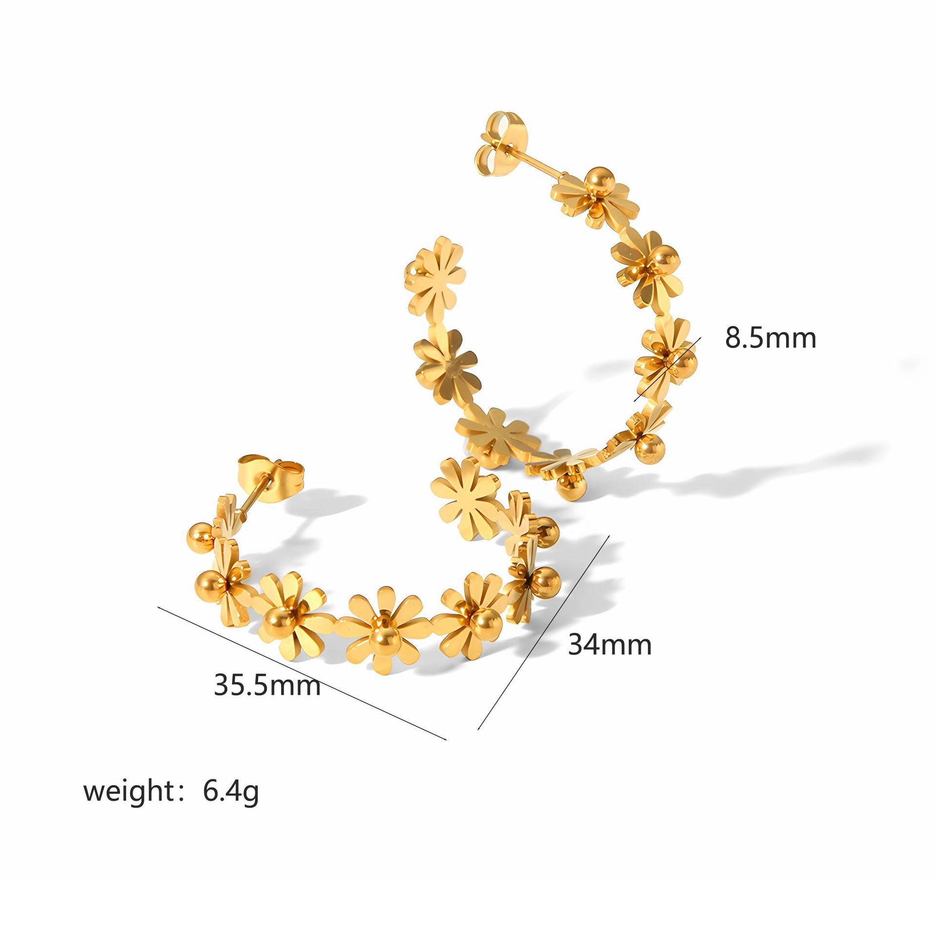 Flower - Shaped Hoop Earrings, High - Quality Metal, Lightweight & Comfortable, Exquisite Craftsmanship, Versatile Style, Outstanding Details, Multi - scene Adaptation, Gold, Silver, Ideal Gift RH-058