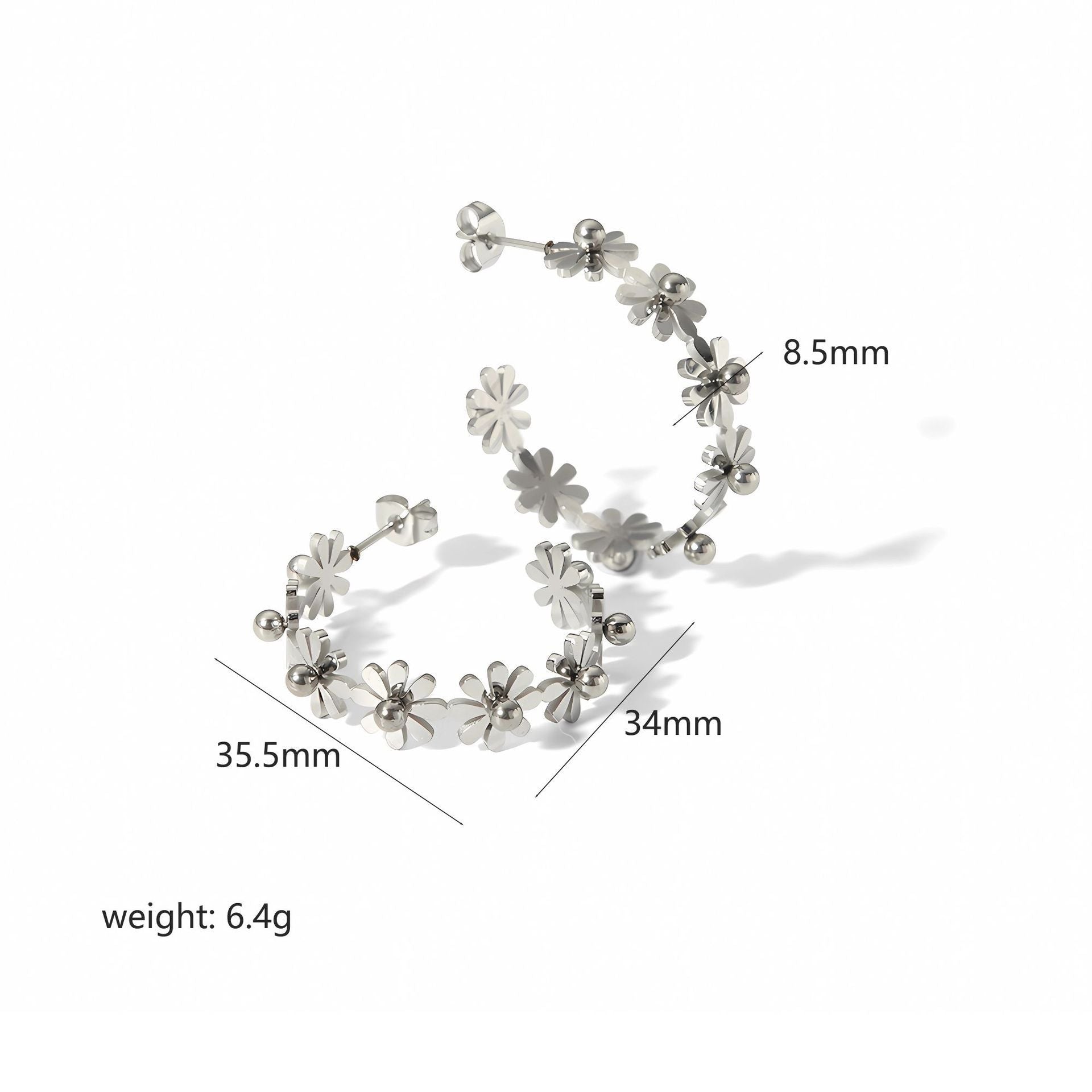 Flower - Shaped Hoop Earrings, High - Quality Metal, Lightweight & Comfortable, Exquisite Craftsmanship, Versatile Style, Outstanding Details, Multi - scene Adaptation, Gold, Silver, Ideal Gift RH-058