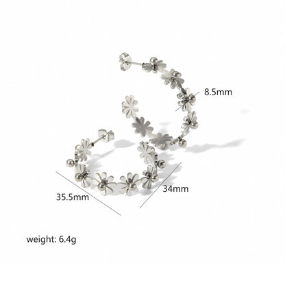 Flower - Shaped Hoop Earrings, High - Quality Metal, Lightweight & Comfortable, Exquisite Craftsmanship, Versatile Style, Outstanding Details, Multi - scene Adaptation, Gold, Silver, Ideal Gift RH-058