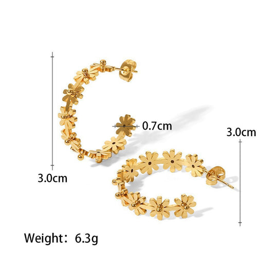 Flower - Shaped Hoop Earrings, High - Quality Metal, Lightweight & Comfortable, Exquisite Craftsmanship, Versatile Style, Outstanding Details, Multi - scene Adaptation, Gold, Silver, Ideal Gift RH-058