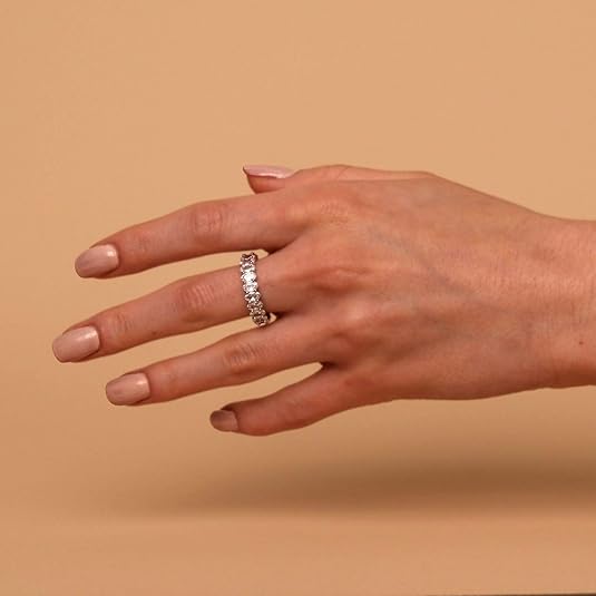 14K Gold Plated Rings - Oval Cubic Zirconia Love Ring and Eternity Ring JZ-058