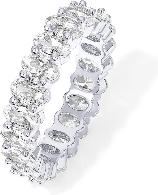 14K Gold Plated Rings - Oval Cubic Zirconia Love Ring and Eternity Ring JZ-058