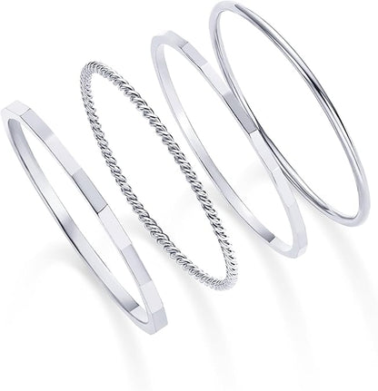 14K Gold Plated Four Pieces Thin Rings Set for Women | 4 Dainty Stacking Rings Pack | Minimalist Stackable Bands JZ-059