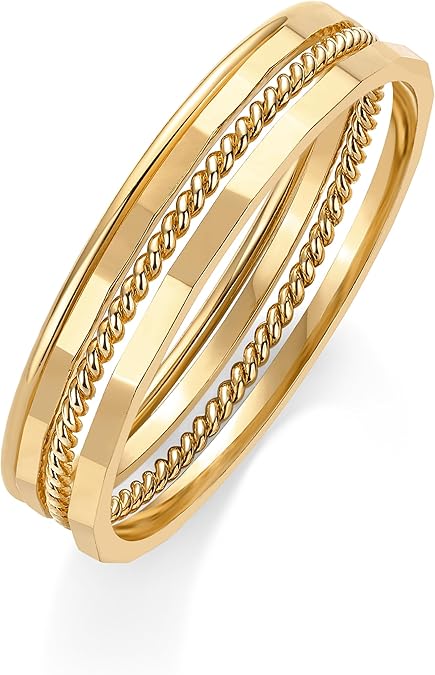 14K Gold Plated Four Pieces Thin Rings Set for Women | 4 Dainty Stacking Rings Pack | Minimalist Stackable Bands JZ-059