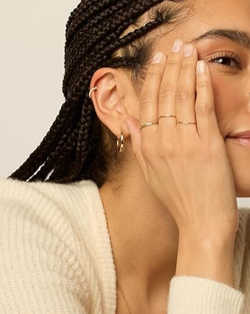 14K Gold Plated Four Pieces Thin Rings Set for Women | 4 Dainty Stacking Rings Pack | Minimalist Stackable Bands JZ-059