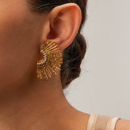 Radial earrings, gold earrings, silver earrings, alloy earrings, statement earrings, stylish earrings, party earrings, daily wear earrings, high - quality earrings, fast - shipping earrings EH-059