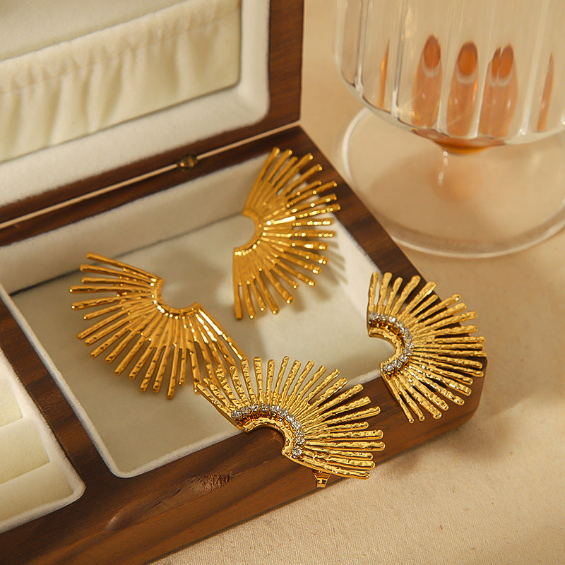 Radial earrings, gold earrings, silver earrings, alloy earrings, statement earrings, stylish earrings, party earrings, daily wear earrings, high - quality earrings, fast - shipping earrings EH-059