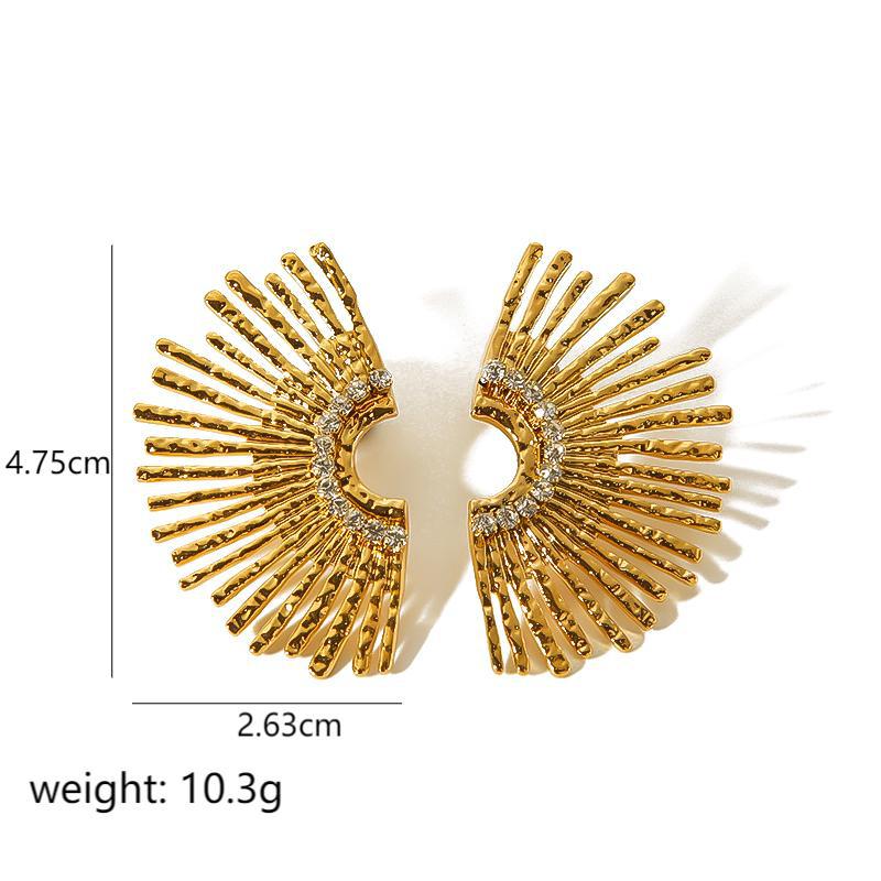 Radial earrings, gold earrings, silver earrings, alloy earrings, statement earrings, stylish earrings, party earrings, daily wear earrings, high - quality earrings, fast - shipping earrings EH-059