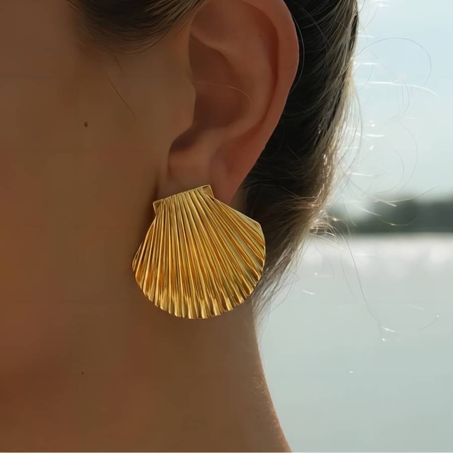 Seashell earrings, gold earrings, silver earrings, alloy earrings, rhinestone earrings, statement earrings, stylish earrings, vacation earrings, daily wear earrings, high - quality earrings EH-060