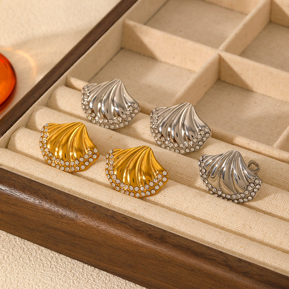Seashell earrings, gold earrings, silver earrings, alloy earrings, rhinestone earrings, statement earrings, stylish earrings, vacation earrings, daily wear earrings, high - quality earrings EH-060