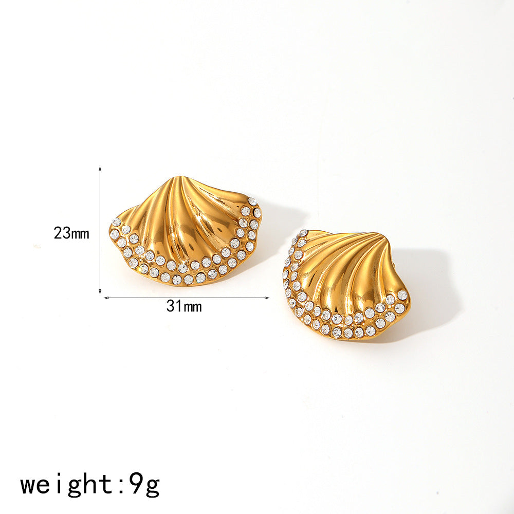 Seashell earrings, gold earrings, silver earrings, alloy earrings, rhinestone earrings, statement earrings, stylish earrings, vacation earrings, daily wear earrings, high - quality earrings EH-060