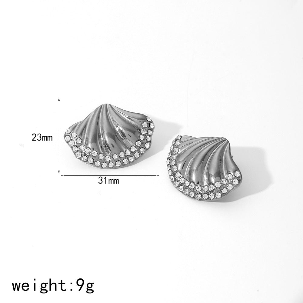 Seashell earrings, gold earrings, silver earrings, alloy earrings, rhinestone earrings, statement earrings, stylish earrings, vacation earrings, daily wear earrings, high - quality earrings EH-060