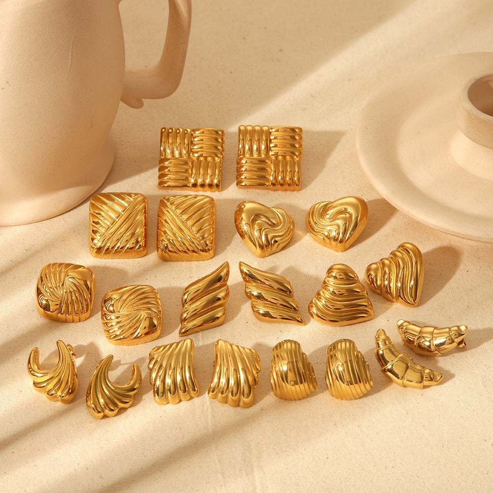 Alloy earrings, gold earrings, silver earrings, multi - shaped earrings, statement earrings, stylish earrings, daily wear earrings, high - quality earrings, fast - shipping earrings, color - blocked earrings EH-061