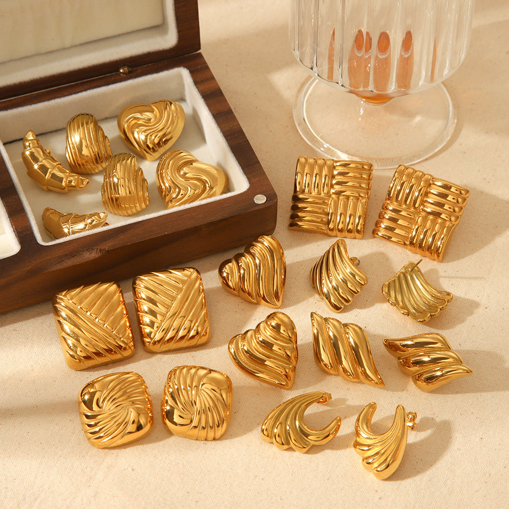 Alloy earrings, gold earrings, silver earrings, multi - shaped earrings, statement earrings, stylish earrings, daily wear earrings, high - quality earrings, fast - shipping earrings, color - blocked earrings EH-061