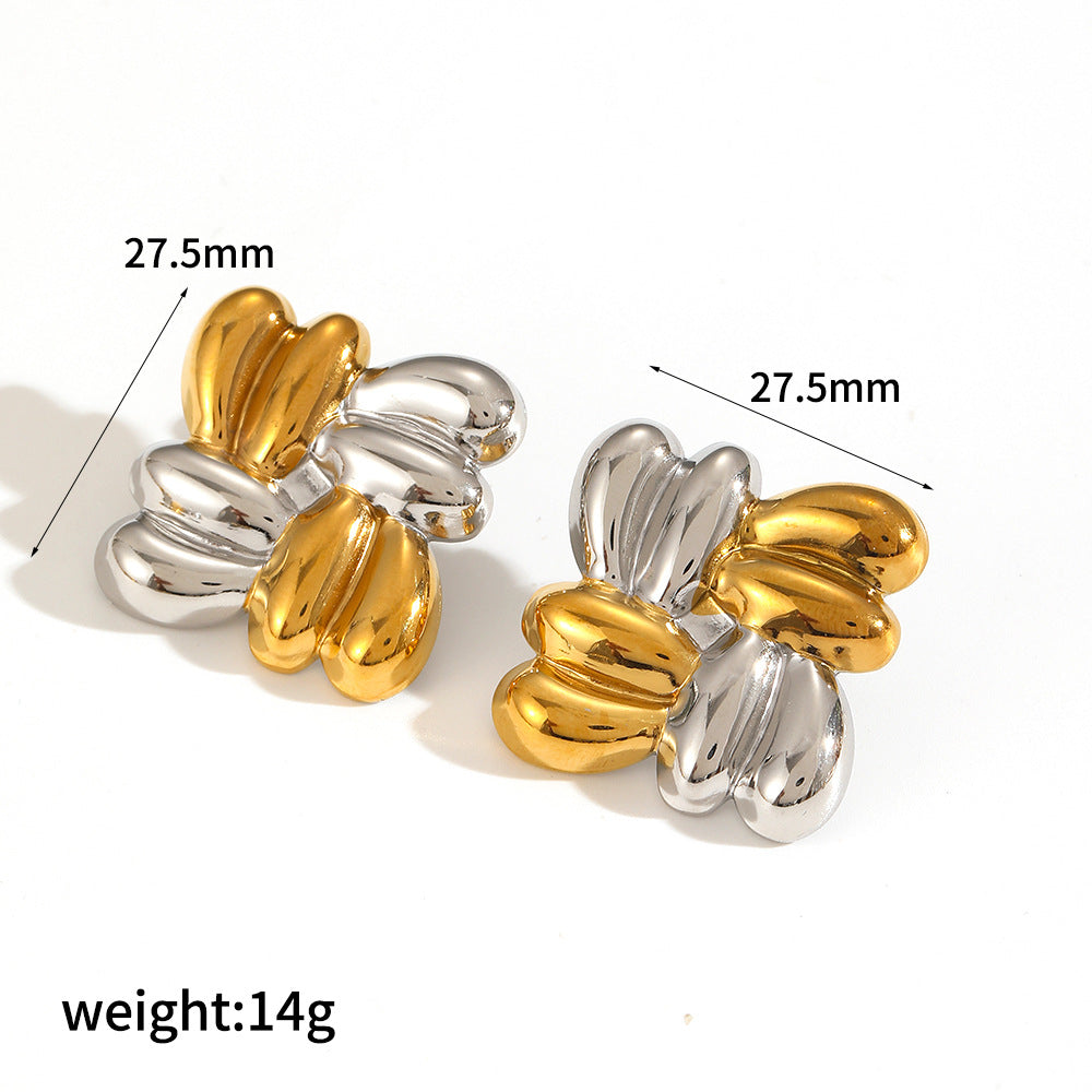 Alloy earrings, gold earrings, silver earrings, multi - shaped earrings, statement earrings, stylish earrings, daily wear earrings, high - quality earrings, fast - shipping earrings, color - blocked earrings EH-061