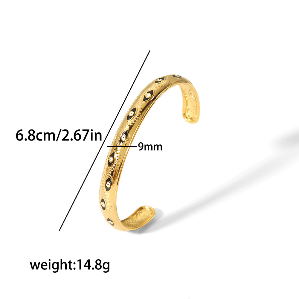 Art-style open bracelets with gold patterns and white decorations SL-051