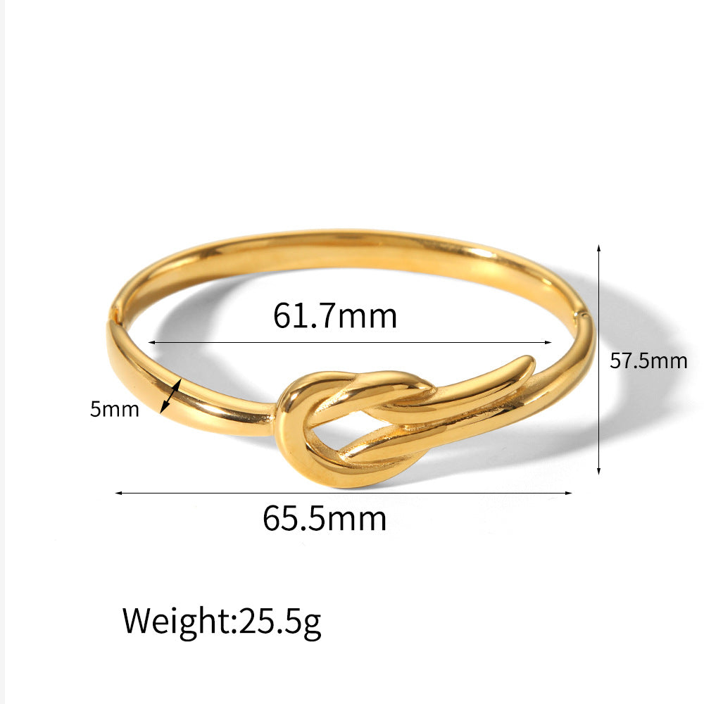 Multi-style gold-toned fashion bracelet set with knot/oval/criss-cross designs, multi-size options, tarnish-resistant metal and stackable function SL-053