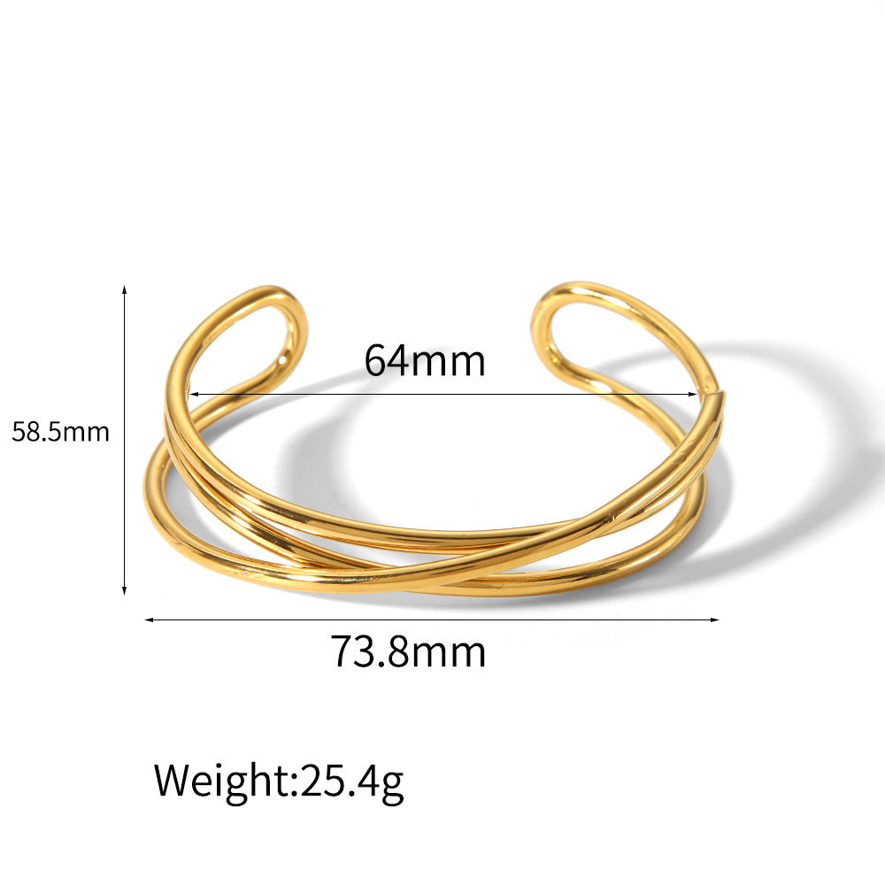 Multi-style gold-toned fashion bracelet set with knot/oval/criss-cross designs, multi-size options, tarnish-resistant metal and stackable function SL-053