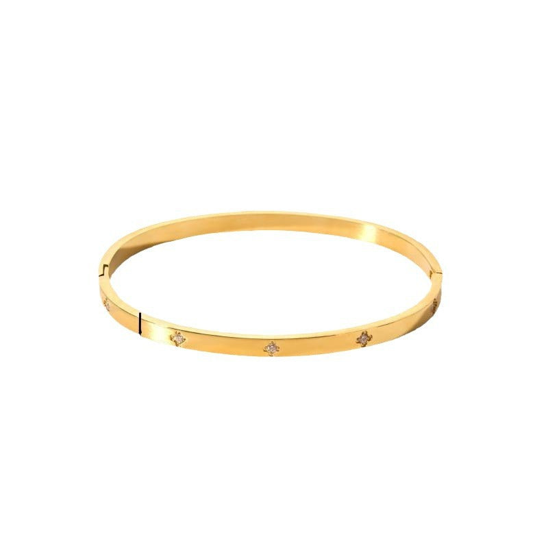 Stainless steel bracelet, electroplated, fashion OL style, geometric circular element, 2025spring new, cross - border export, suitable for daily commute SL-054