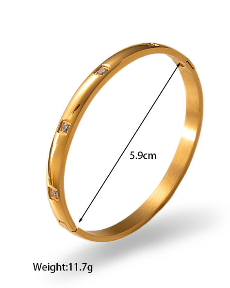 Stainless steel bracelet, electroplated, fashion OL style, geometric circular element, 2025spring new, cross - border export, suitable for daily commute SL-054