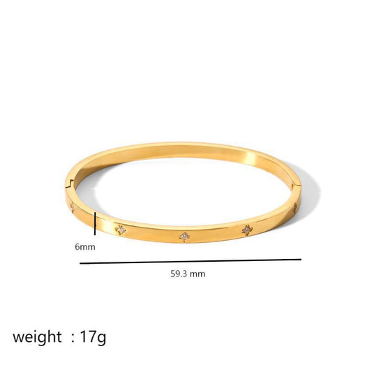 Stainless steel bracelet, electroplated, fashion OL style, geometric circular element, 2025spring new, cross - border export, suitable for daily commute SL-054