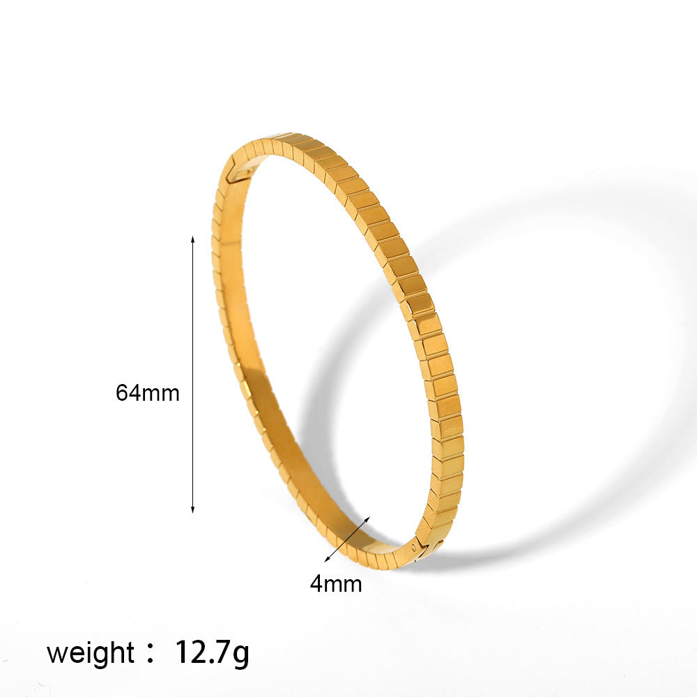 Stainless steel bracelet, electroplated, fashion OL style, geometric circular element, 2025spring new, cross - border export, suitable for daily commute SL-054