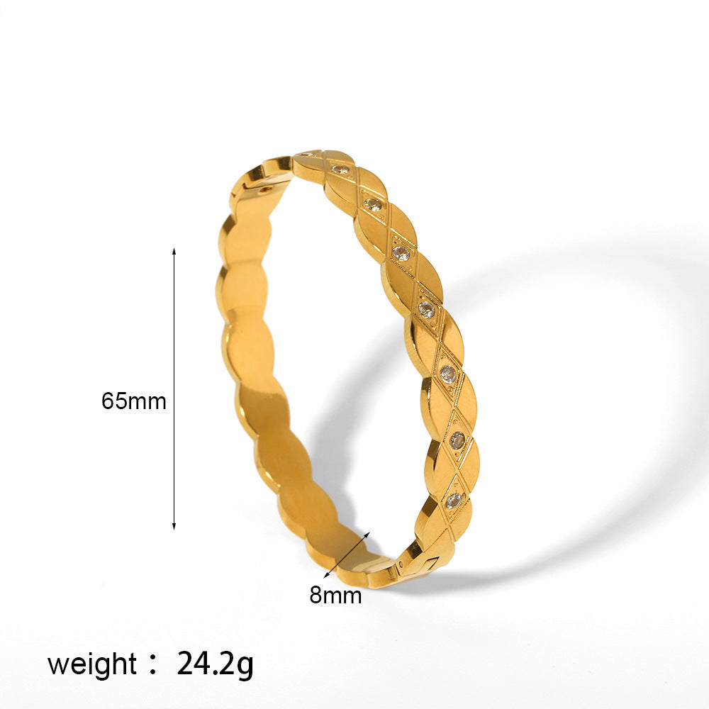Stainless steel bracelet, electroplated, fashion OL style, geometric circular element, 2025spring new, cross - border export, suitable for daily commute SL-054