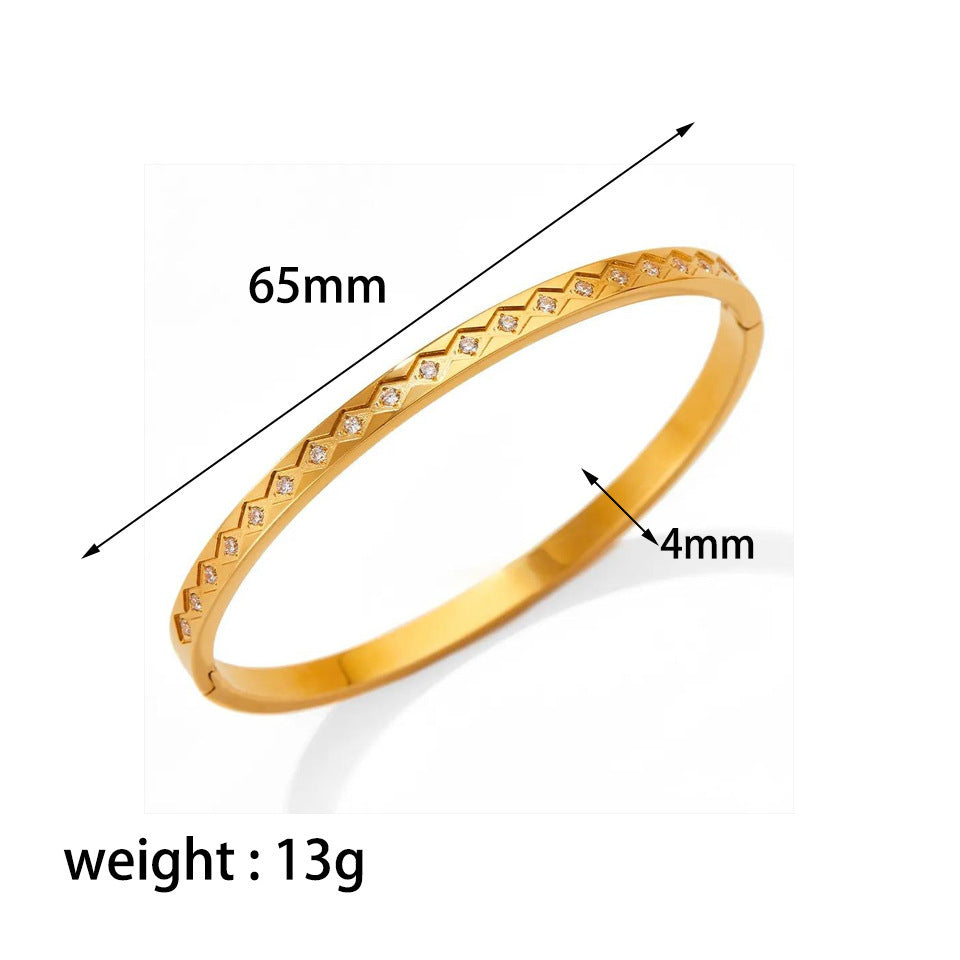 Stainless steel bracelet, electroplated, fashion OL style, geometric circular element, 2025spring new, cross - border export, suitable for daily commute SL-054