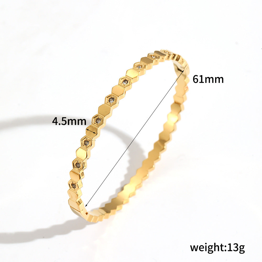 Stainless steel bracelet, electroplated, fashion OL style, geometric circular element, 2025spring new, cross - border export, suitable for daily commute SL-054