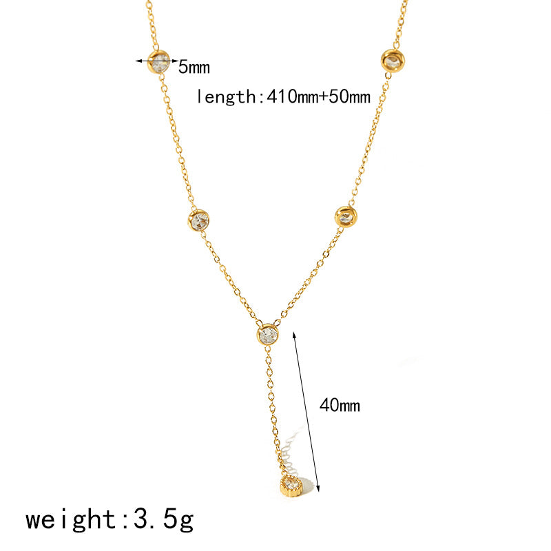 4-style gold necklaces (double-layer diamond,scattered diamond, Y-dynamic diamond): premium wear-resistant, color-retaining, for daily/party/gifting XL-057