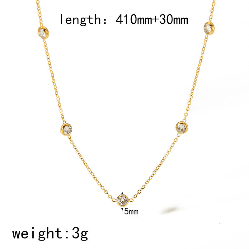 4-style gold necklaces (double-layer diamond,scattered diamond, Y-dynamic diamond): premium wear-resistant, color-retaining, for daily/party/gifting XL-057