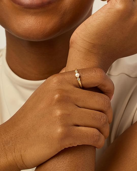 14K Gold Plated Pearl Hammered Ring for Women JZ-060