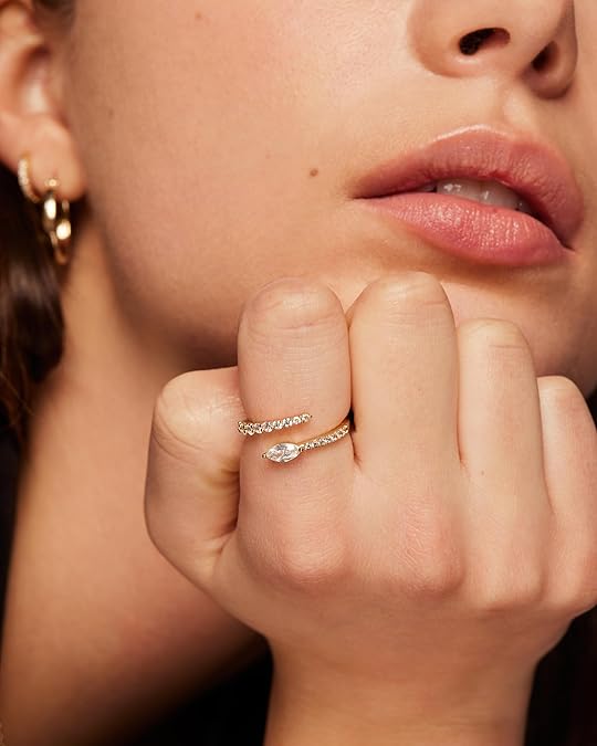 14K Gold Plated Cubic Zirconia Crossover Stackable Ring for Women | Marquise CZ Open Twist Eternity Band JZ-061