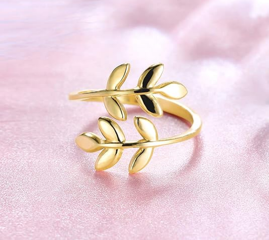18k Stainless Steel Silver Gold Rose Gold Plated Leaves Leaf Laurel Adjustable Branch Ring Women Jewelry JZ-062