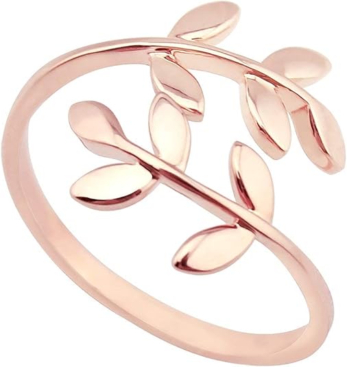 18k Stainless Steel Silver Gold Rose Gold Plated Leaves Leaf Laurel Adjustable Branch Ring Women Jewelry JZ-062